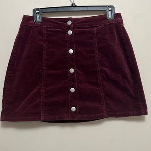 Brandy Melville Burgundy  corduroy high rise mini skirt